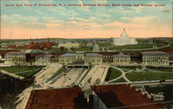 Bird's Eye View of Providence, R.I. Showing Railroad Station, State House and Normal School Rhode Island Postcard Postcard