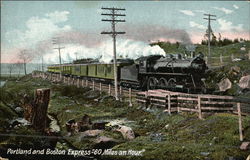 Portland and Boston Express Goes 60 Miles an Hour Railroad (Scenic) Postcard Postcard