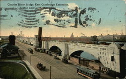 Charles River Bridge, East Cambridge Extension, Boston and Cambridge, Mass. Massachusetts Postcard Postcard