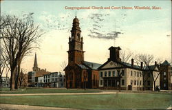 Congregational Church and Court House Westfield, MA Postcard Postcard