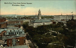 Bird's Eye View From Salen Square Worcester, MA Postcard Postcard