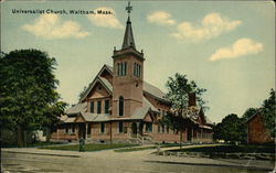 Universalist Church Waltham, MA Postcard Postcard