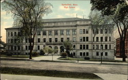 High School Springfield, MA Postcard Postcard