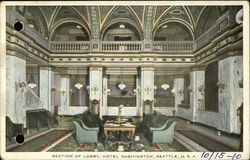 Section of Lobby, Hotel Washington Postcard