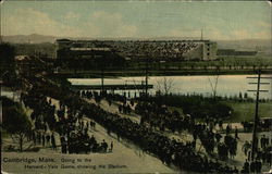 Going to the Harvard-Yale Game showing the Stadium Cambridge, MA Postcard Postcard