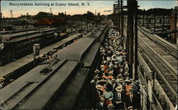 Merry Makers Arriving at Coney Island Postcard