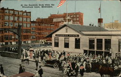 At the Goodrich Dock When the Whaleback Lands Milwaukee, WI Postcard Postcard