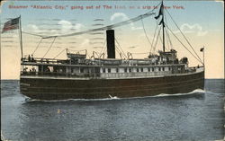 Steamer Atlantic City Going Out of The Inlet on a Trip to New York Postcard