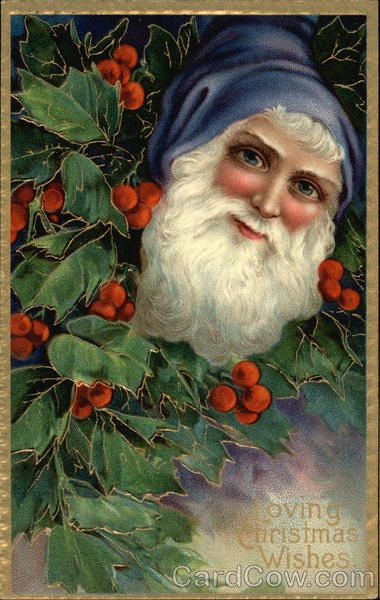 Loving Christmas Wishes - Santa in Blue Santa Claus