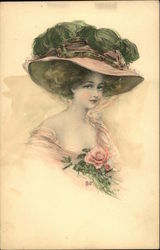 Portrait of a woman wearing a large hat Postcard