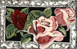 Original Oil Painting of Roses Hand Drawn Postcard Postcard