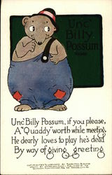 Unc' Billy Possum - Thornton Burgess Postcard Postcard