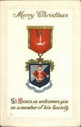 Merry Christmas St. Nicholas Welcomes You as a Member of His Society Postcard