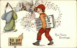 New Year's Greetings - "To ye future" Postcard