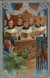 Choir boys singing Christmas carols Religious Postcard Postcard