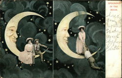 Spooning in the Moon Couples Postcard Postcard