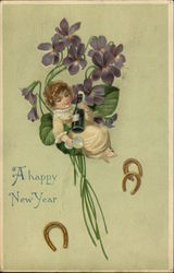 A Happy New Year With Children Postcard Postcard