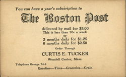 The Boston Post Advertising Postcard Postcard