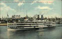 Hudson River Day Line Steamer Leaving Albany, N.Y. State Capitol in the Distance Steamers Postcard Postcard