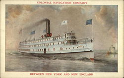 Between New York and New England. Colonial Navigation Company. Steamers Postcard Postcard