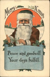 Merry Christmas - Peace and Goodwill Your Days Fulfill Postcard