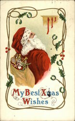 My Best Wishes - Santa with Bag of Toys Santa Claus Postcard Postcard