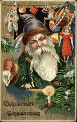 Christmas Greetings - Santa With Toys Postcard Postcard