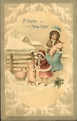 A Happy New Year Children Postcard Postcard