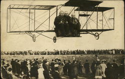 Early Airplane with Three Men Inside Postcard