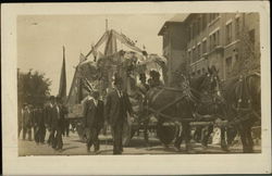 Horse-Drawn Parade Float Events Postcard Postcard