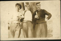 Photo portrait of three young men in the early 20th century Postcard Postcard