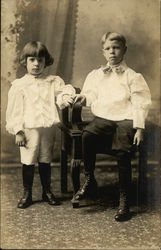 Photo portrait of a boy and girl Children Postcard Postcard