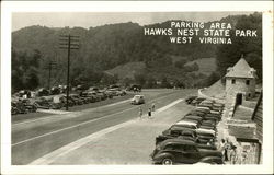 Parking area, Hawks Nest State Park Ansted, WV Postcard Postcard