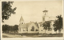 Street View of City Hall and Church Postcard