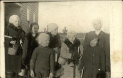 Photograph of women dressed for cold weather in the early 20th century Wisconsin Postcard Postcard