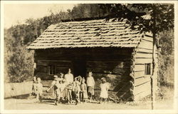 Appalachia - Photo of Family In Front of Rustic Cabin Hillbillies Postcard Postcard