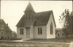 M.E. Church + Parsonage Wapella, IL Postcard Postcard