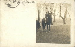 Floyd, as a boy, riding his horse in the early 20th century Horses Postcard Postcard