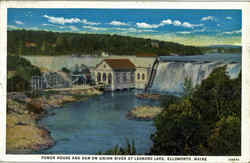 Power House And Dam On Union River, Leonard Lake Ellsworth, ME Postcard Postcard