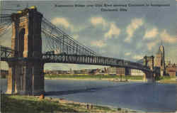 Suspension Bridge Over Ohio River Postcard