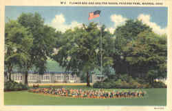 Flower Bed And Shelter House, Packard Park Warren, OH Postcard Postcard