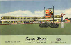 Siesta Motel, Routes 2 and 6 Sandusky, OH Postcard Postcard