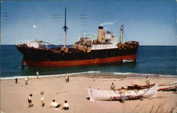 Freighter Aground at Peacked Hill Bars Provincetown, MA Postcard Postcard