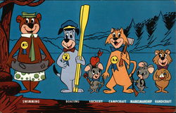 Yogi Bear, Huckleberry Hound, Hanna Barbera. Camp Card Postcard