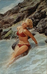 Bathing Beauty Enjoying the Rolling Surf Swimsuits & Pinup Postcard Postcard