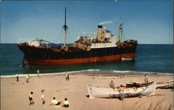 Freighter Aground at Peaked Hill Bars, Cape Cod Provincetown, MA Postcard Postcard Postcard