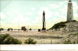 New and Old Light House Postcard