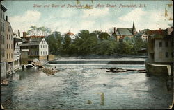 River and Dam from Main Street Postcard