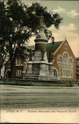 Soldiers Monument and Plymouth Church Utica, NY Postcard Postcard Postcard