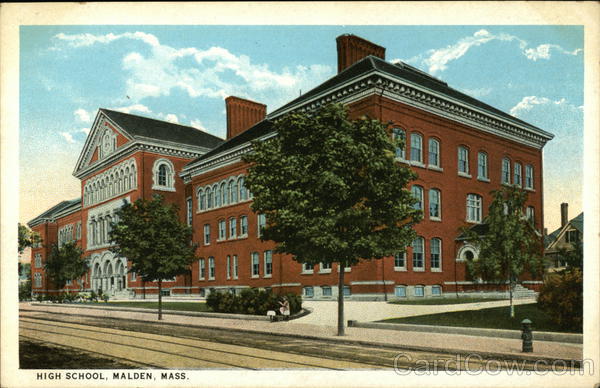 High School Malden, MA Postcard